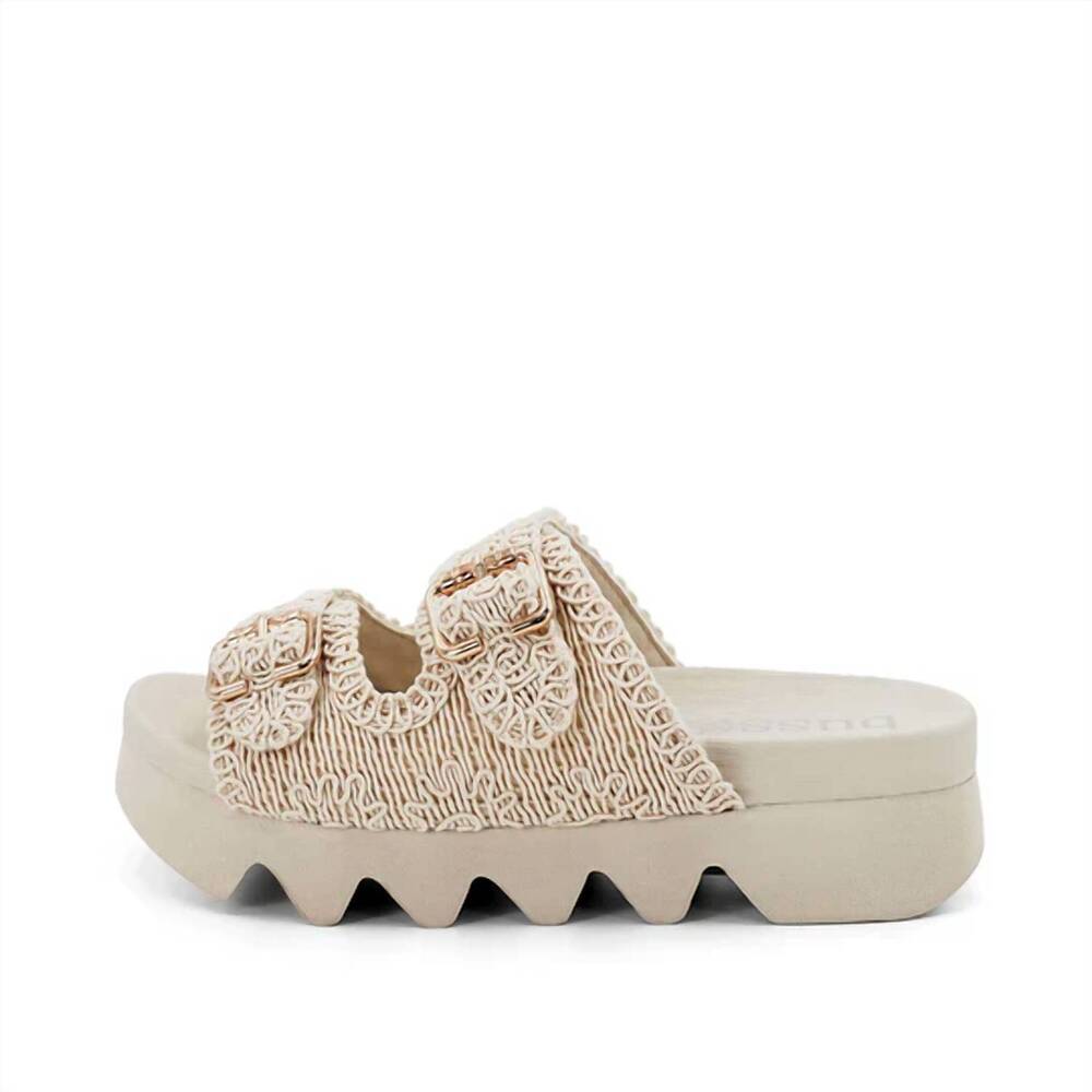 NEW BUSSOLA women's clemmie buckle strap sandals in beige
